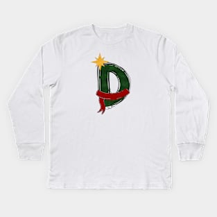 Letter D - Christmas Letter Kids Long Sleeve T-Shirt